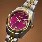 Fossil ES5337 Scarlette 32mm Pink Dial Two Tone Stainless Steel Bracelet Women's Watch